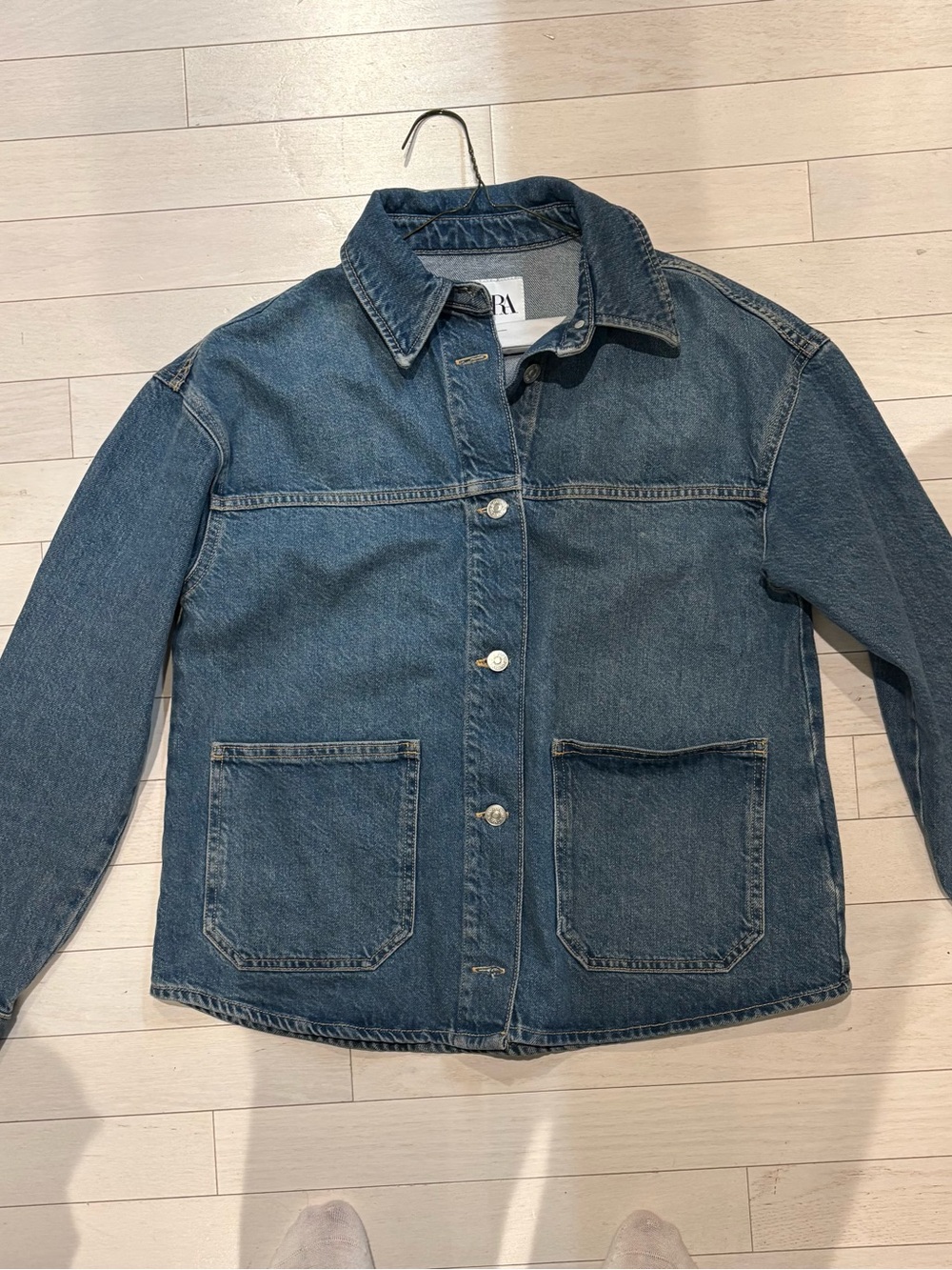 Zara - Over Shirt Classic Denim Jacket in Mediumi Blue - Picture 12 of 14